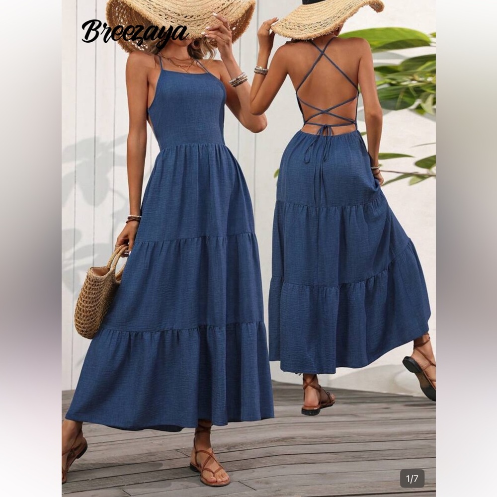 Women’s Tiered Maxi Skirt - Blue S
